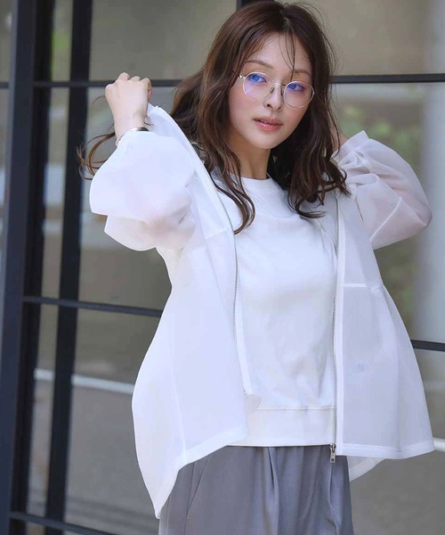 ELFRANK パーカー 「2025AW」シアー ダンボール ペプラム ジップアップ