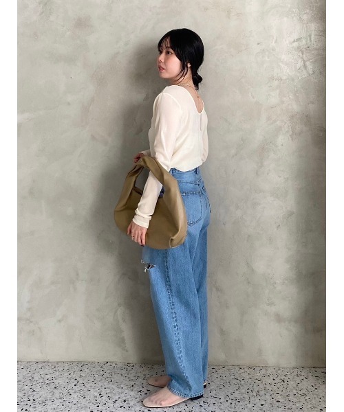 「Mila Owen」 ダメージ加工デニムパンツ 0 ブラック レディース