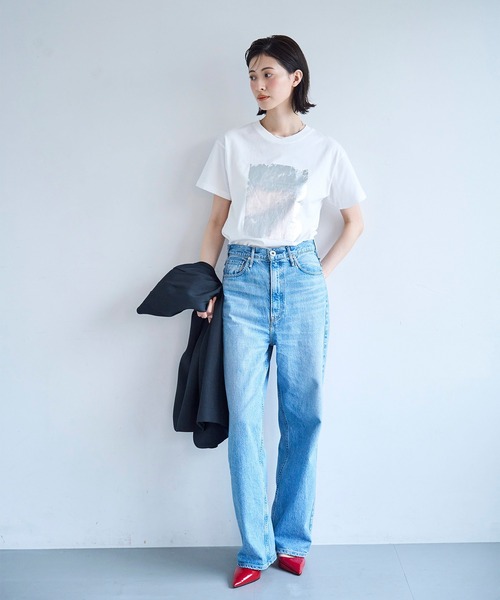 「meilmada」 半袖Tシャツ FREE チャコールグレー レディース_画像6