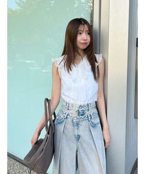 SNIDEL ブラウス シャツ ビッグカラーシアーブラウス レディース 