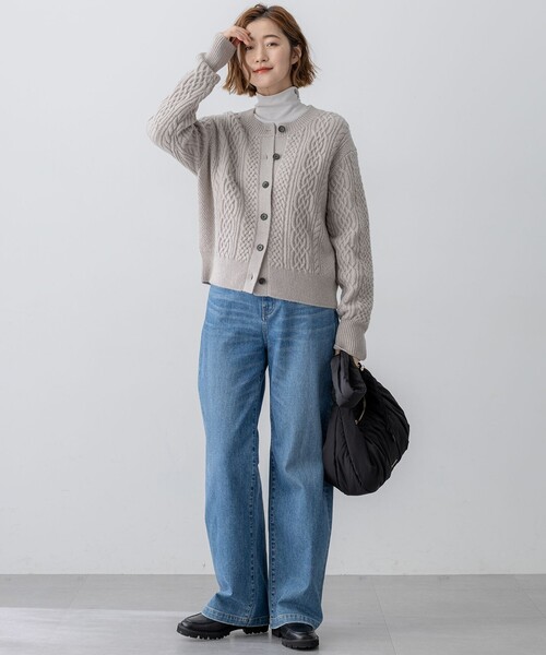 23区（ニジュウサンク） カーディガン カシミヤブレンド ケーブル