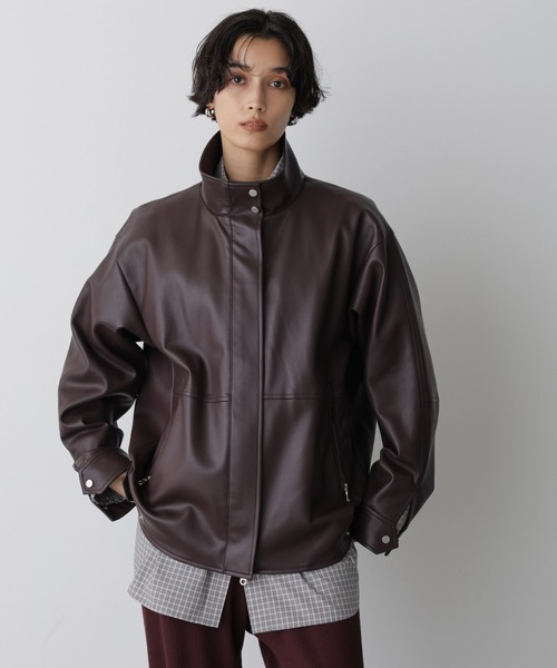 黒レザージャケット スタンドカラー　ナノユニバース　シープスキン特別価格値下げ NANO universe（ナノ・ユニバース） ブルゾン アウター 「STEVELOUR