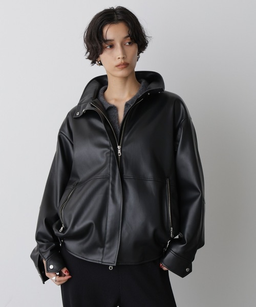 黒レザージャケット スタンドカラー　ナノユニバース　シープスキン特別価格値下げ NANO universe（ナノ・ユニバース） ブルゾン アウター 「STEVELOUR