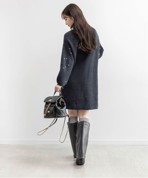 RANDA（ランダ） ワンピース 「選べる丈感」リボン×パール付きミニ