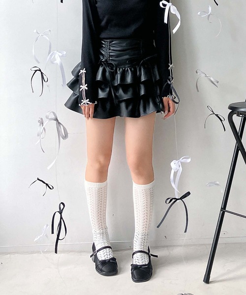 AS KNOW AS（アズノゥアズ） スカートリボンとティアードミニスカート