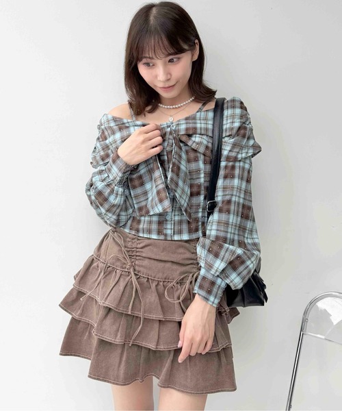 AS KNOW AS(アズノゥアズ) スカートリボンとティアードミニスカート AS KNOW AS(アズノゥアズ) スカートリボンとティアードミニスカート