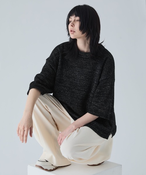 「VELNUS」 7分袖ニット L ホワイト メンズ_画像2