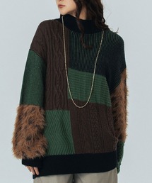 ROSE BUD（ローズバッド） ニット セーター PATCHWORK KNIT TOP