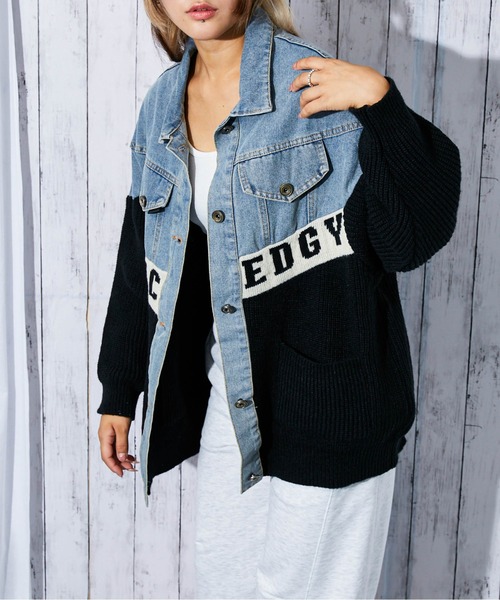 デニムジャケット gジャン 「デニム×ニット切替」レディース Gジャン