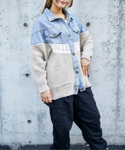 デニムジャケット gジャン 「デニム×ニット切替」レディース Gジャン