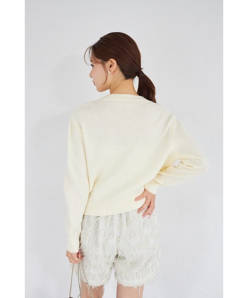 フラワー刺繍ビジューニット tocco closet（トッコ クローゼット） ニット パールビジュー付き