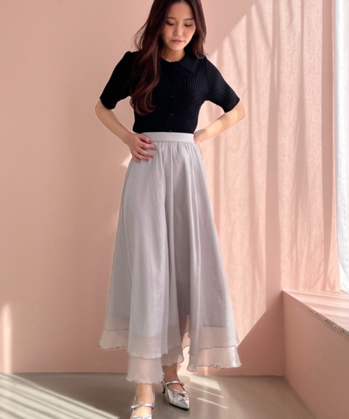 「MISCH MASCH」 7分袖ニット フリ- ベージュ レディース_画像2