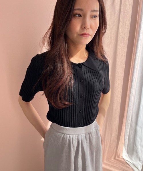 「MISCH MASCH」 7分袖ニット フリ- ベージュ レディース_画像3