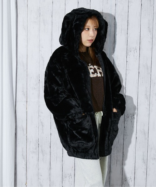 ブルゾン アウター 「アニマル耳付きフード」レディース フェイク