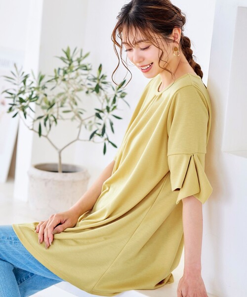 「Tiaclasse」 半袖カットソー L ネイビー レディース_画像6