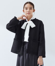 良品 レリアン ミックスツイード スタンドカラージャケット 大きいサイズ 日本製 ミックスツイードジャケット | Leilian (Women)/レリアン | 三越伊勢丹