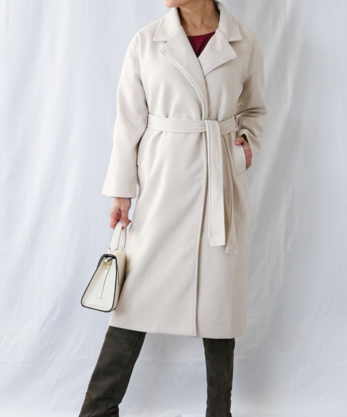 a lot of love コート チェスターコート ベルト付き フェミニン