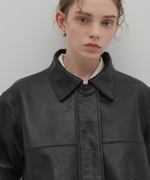 WAXカーフレザーTransport型レザージャケット 黒 L相当撮影用サンプル PUBLIC TOKYO（パブリックトウキョウ） レザージャケット ライダース