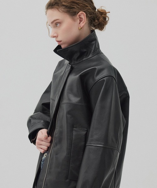 ブラックレザージャケット 牛本革 PUBLIC TOKYO（パブリックトウキョウ） レザージャケット ライダース