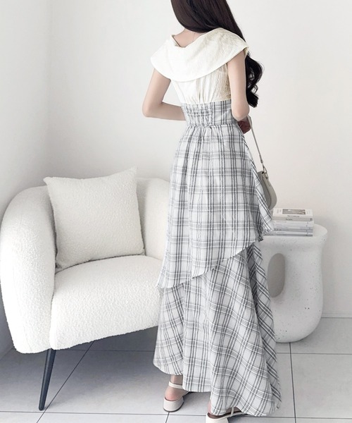 mily bilet ワンピース 「mily bilet」ツイスト襟で小顔見え