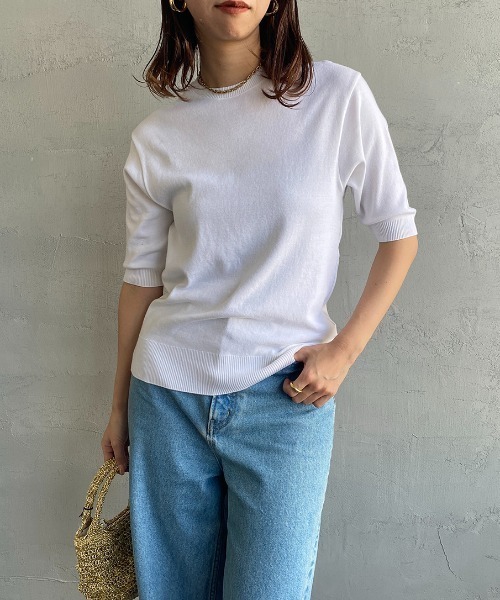 「gicipi」 半袖ニット 1 ホワイト レディース_画像3