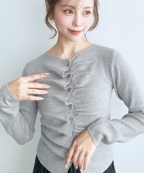 moment+ カーディガン フロントタックカーディガン レディース