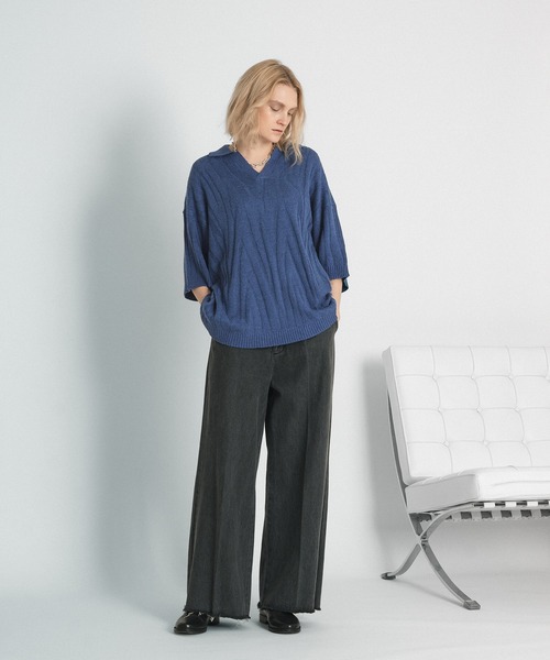 「selle glant」 半袖ニット MEDIUM オフホワイト メンズ_画像2