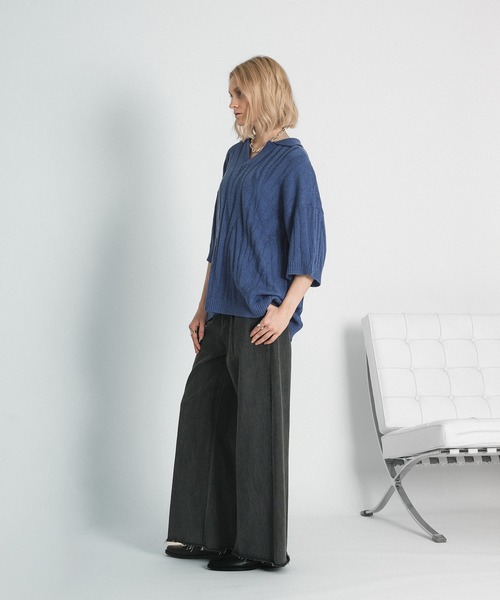 「selle glant」 半袖ニット MEDIUM オフホワイト メンズ_画像4