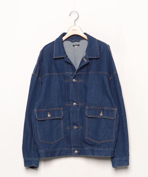 プリーツプリーズ　デニム風ジャンバージャケット FREAK'S STORE（フリークスストア） デニムジャケット LARGE ブルー