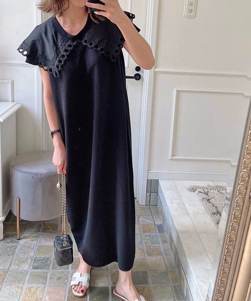 「M y u」 ノースリーブワンピース FREE ブラック レディース_画像8