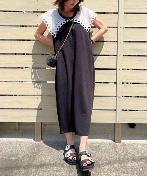 「M y u」 ノースリーブワンピース FREE ブラック レディース_画像9