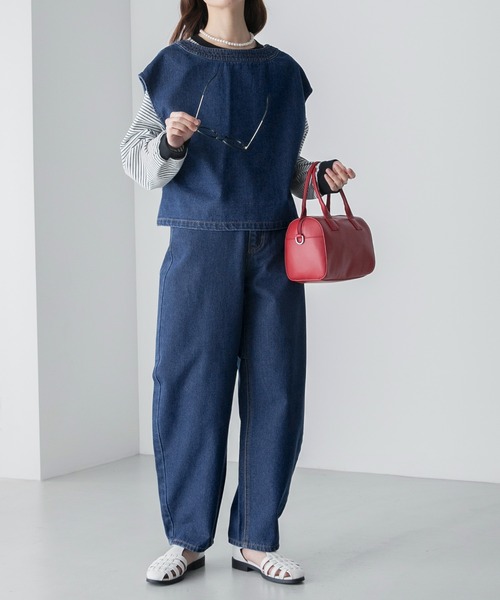 「BONLECILL」 デニムパンツ L ネイビー レディース_画像2