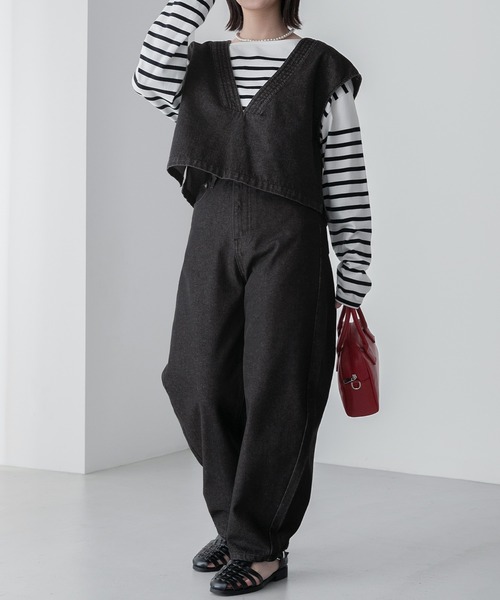 「BONLECILL」 デニムパンツ L ネイビー レディース_画像3