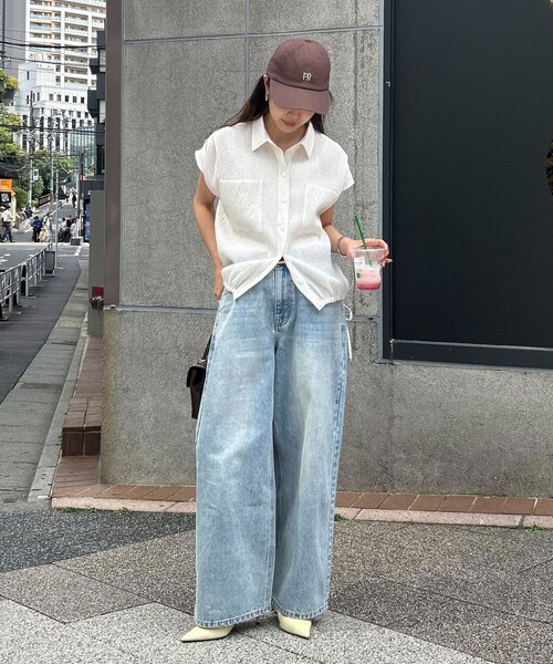 「fredy emue」 ノースリーブブラウス 38 キャメル レディース_画像2