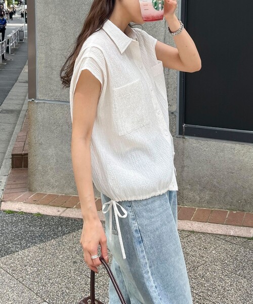 「fredy emue」 ノースリーブブラウス 38 キャメル レディース_画像4