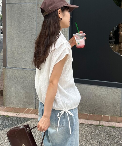 「fredy emue」 ノースリーブブラウス 38 キャメル レディース_画像6