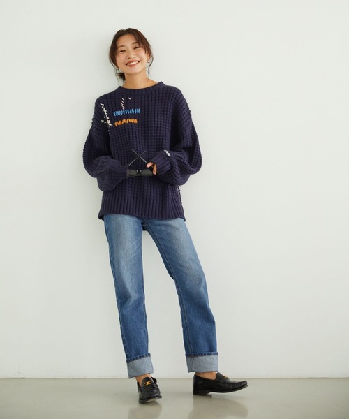 ♯14 ENFOLD コットンプルオーバー¥24,840 ネイビー 期間限定販売 BAYFLOW（ベイフロー） ニット セーター 「知久友里恵さんコラボ