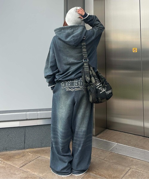 ワイドパンツ スウェットパンツ ジャージ 「26SS」デニムプリント加工