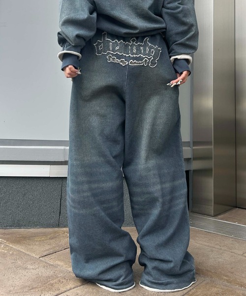 ワイドパンツ スウェットパンツ ジャージ 「26SS」デニムプリント加工
