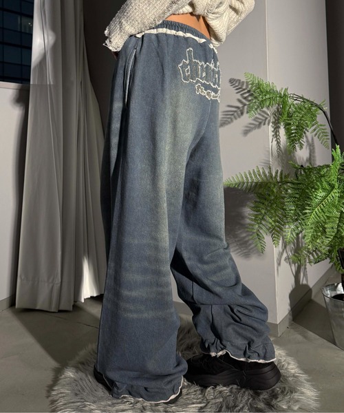 ワイドパンツ スウェットパンツ ジャージ 「26SS」デニムプリント加工