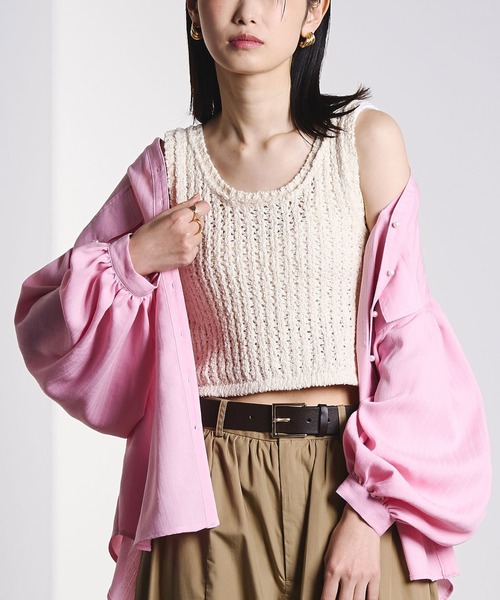 ROSE BUD（ローズバッド） タンクトップ ノースリーブ SLAV KNIT TANK