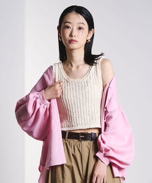 ROSE BUD（ローズバッド） タンクトップ ノースリーブ SLAV KNIT TANK