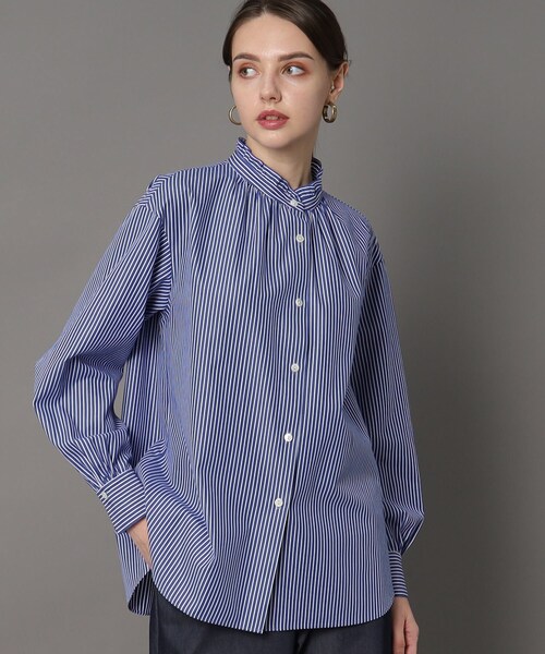 「DRESSTERIOR」 長袖ブラウス 38 ネイビー レディースの画像