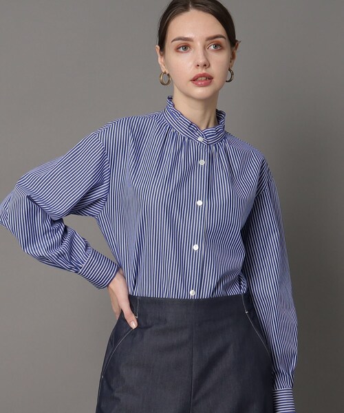 「DRESSTERIOR」 長袖ブラウス 38 ネイビー レディースの画像