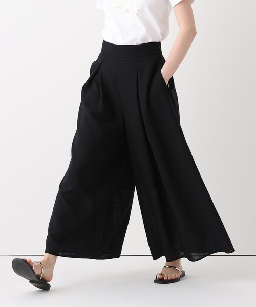 ワイドパンツ パンツ カラミフレアースカートパンツ レディースの画像