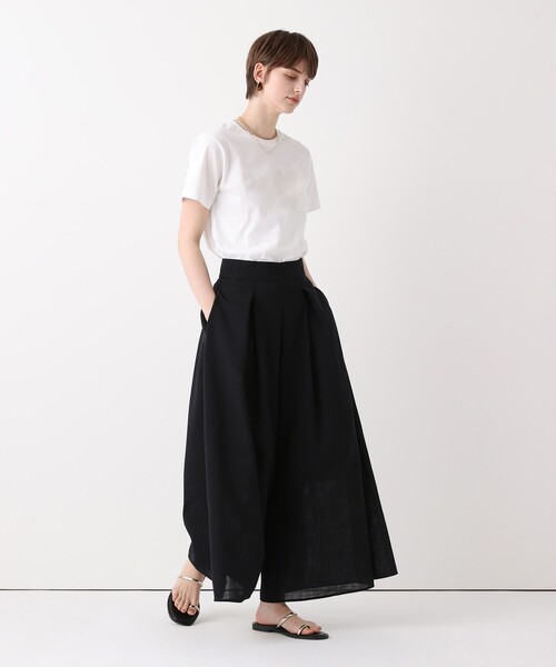 ワイドパンツ パンツ カラミフレアースカートパンツ レディースの画像
