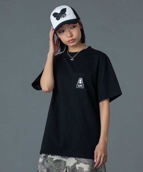 X-girl（エックスガール） tシャツ FACE AND WORDS POCKET S/S TEE