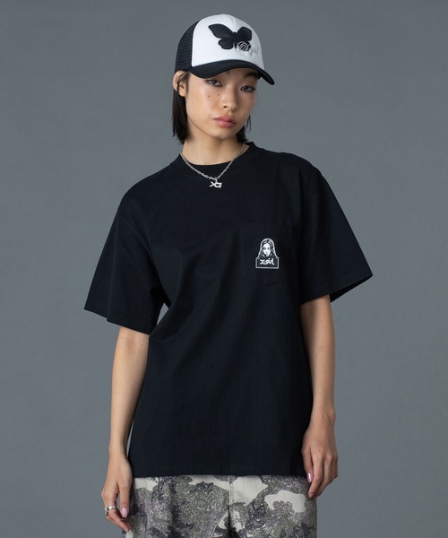 X-girl（エックスガール） tシャツ 半袖 FACE AND WORDS POCKET S/S