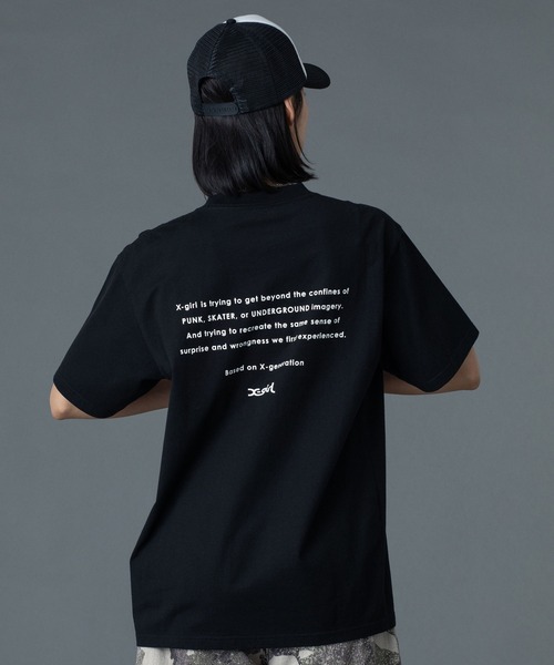 X-girl（エックスガール） tシャツ 半袖 FACE AND WORDS POCKET S/S