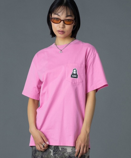 X-girl（エックスガール） tシャツ 半袖 FACE AND WORDS POCKET S/S